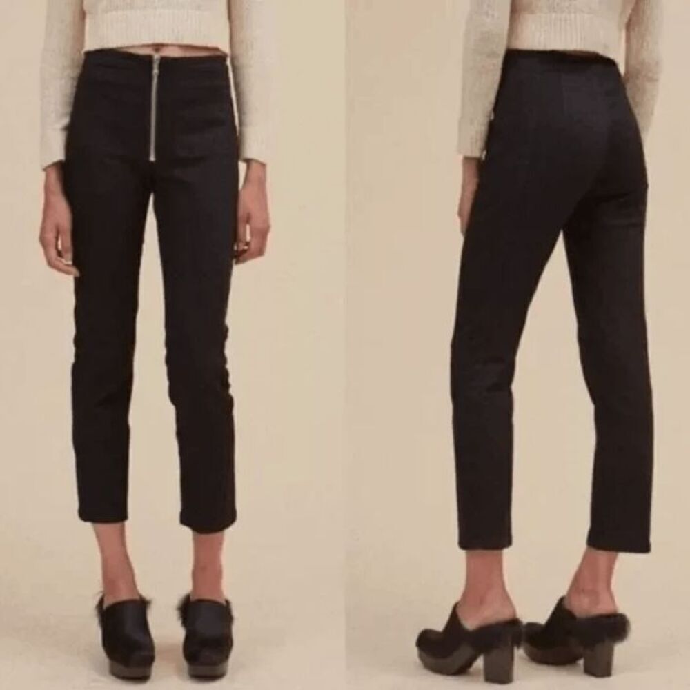 Rachel Comey Concur Jeans Black Stretch Front Zipper Crop Skinny Size 4